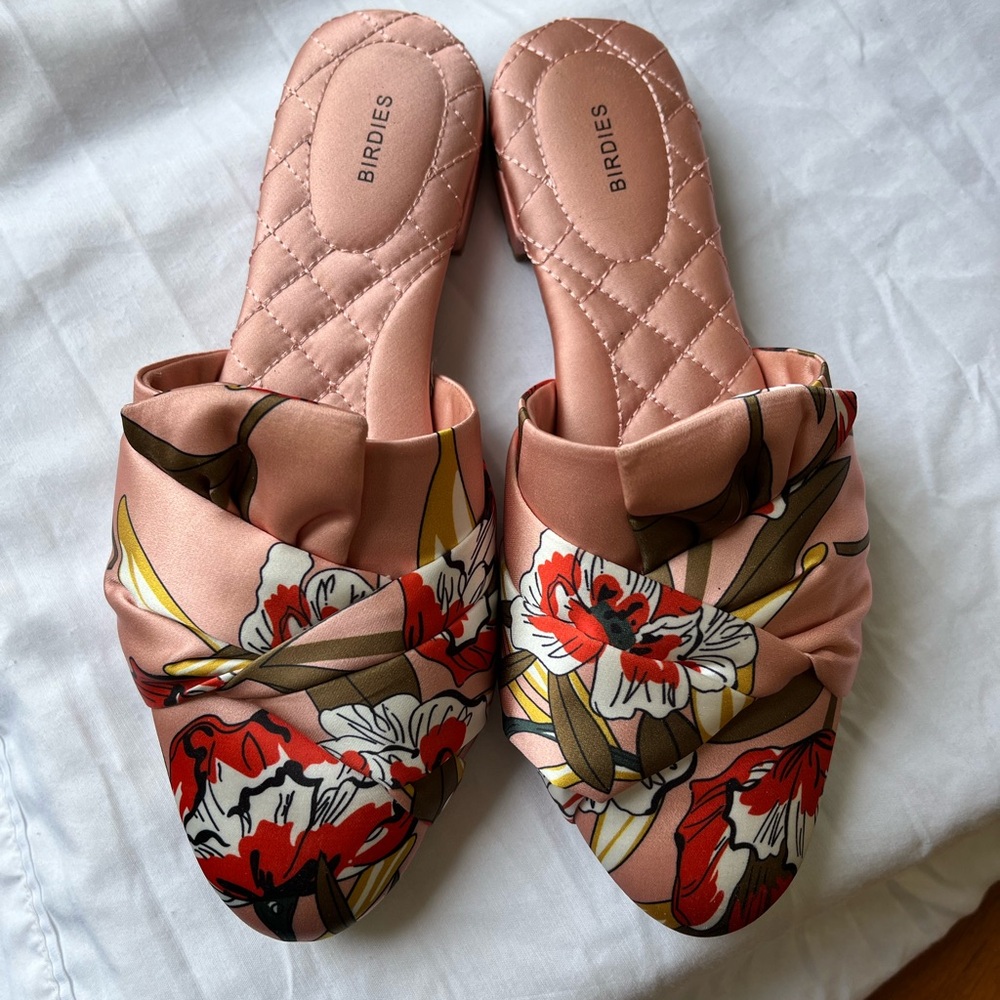 Birdies floral silk flats